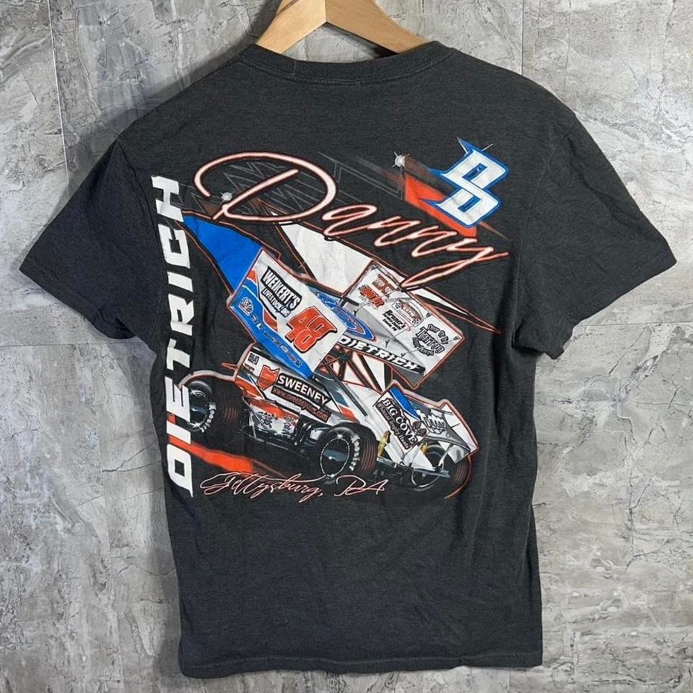 Vintage 90s Danny Dietrich #48 Model Racing black T-Shirt Men's Size S‎